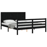 Bed Frame without Mattress Black 150x200 cm Solid Wood