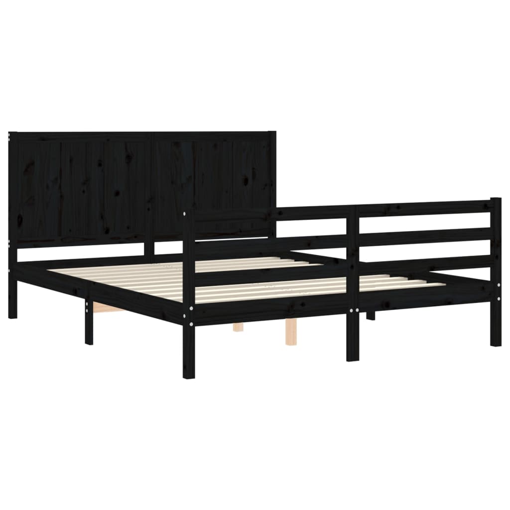 Bed Frame without Mattress Black 150x200 cm Solid Wood