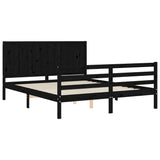Bed Frame without Mattress Black 150x200 cm Solid Wood