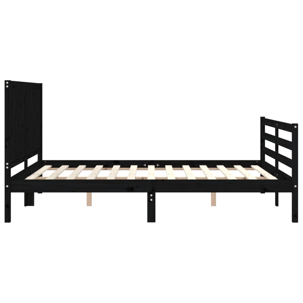 Bed Frame without Mattress Black 150x200 cm Solid Wood