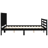 Bed Frame without Mattress Black 150x200 cm Solid Wood - Rear View