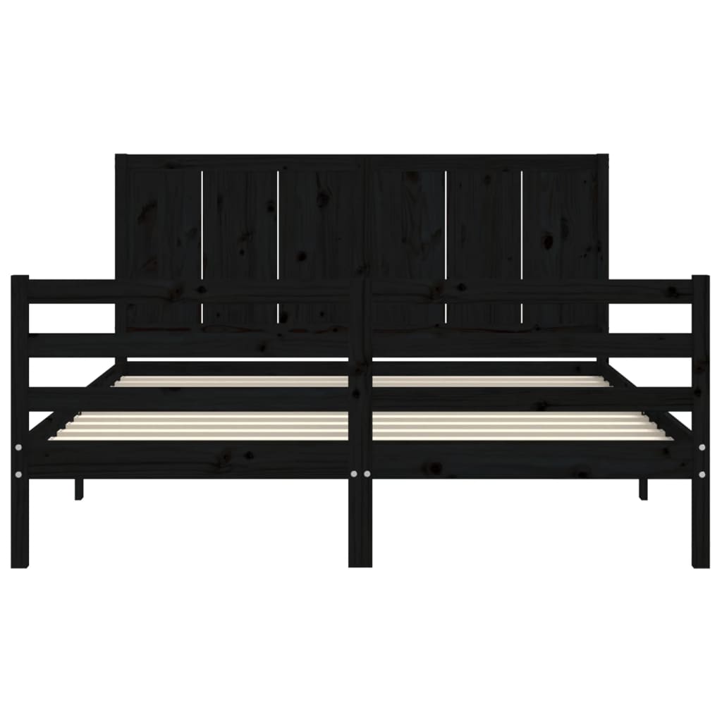 Bed Frame without Mattress Black 150x200 cm Solid Wood