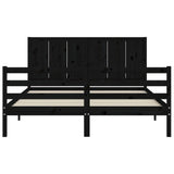 Bed Frame without Mattress Black 150x200 cm Solid Wood