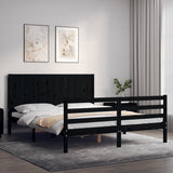 Bed Frame without Mattress Black 150x200 cm Solid Wood