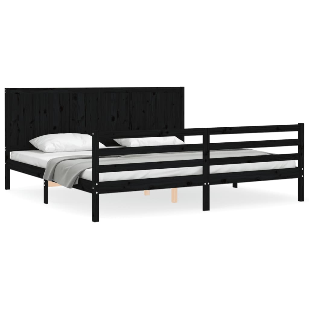 Bed Frame without Mattress Black 183x203 cm King Solid Wood