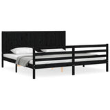 Bed Frame without Mattress Black 183x203 cm King Solid Wood