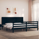 Bed Frame without Mattress Black 183x203 cm King Solid Wood