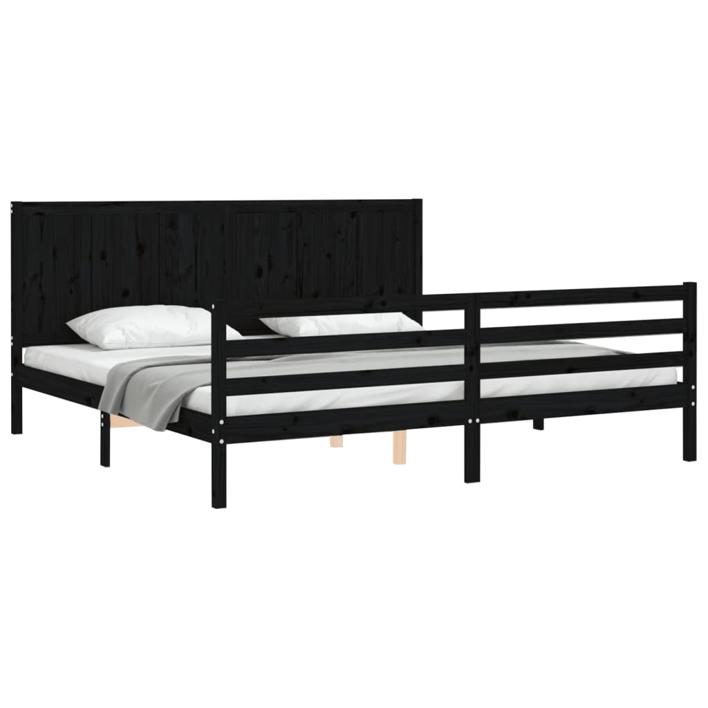 Bed Frame without Mattress Black 183x203 cm King Solid Wood