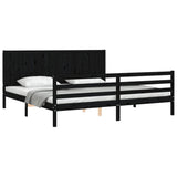 Bed Frame without Mattress Black 183x203 cm King Solid Wood - Top-Down View
