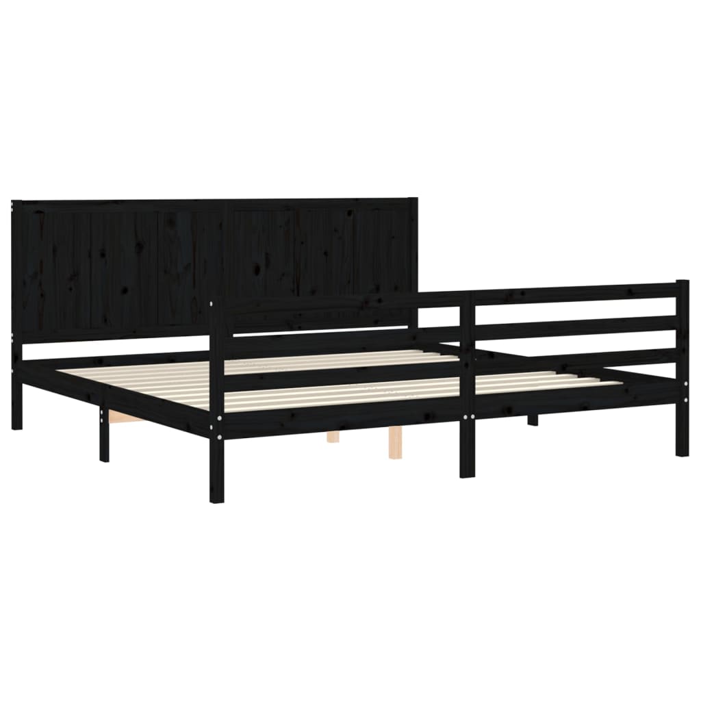 Bed Frame without Mattress Black 183x203 cm King Solid Wood