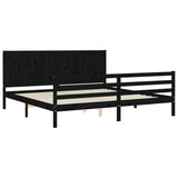 Bed Frame without Mattress Black 183x203 cm King Solid Wood