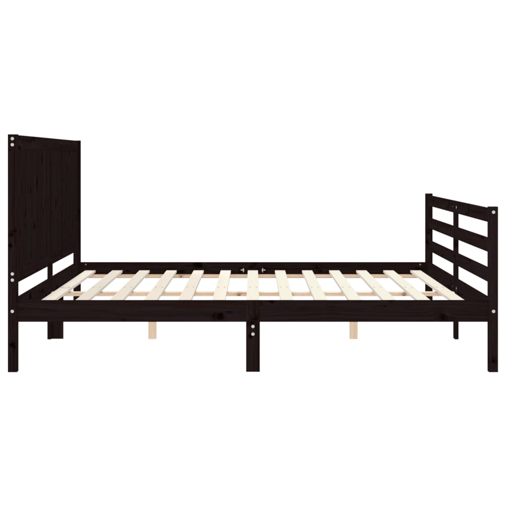 Bed Frame without Mattress Black 183x203 cm King Solid Wood