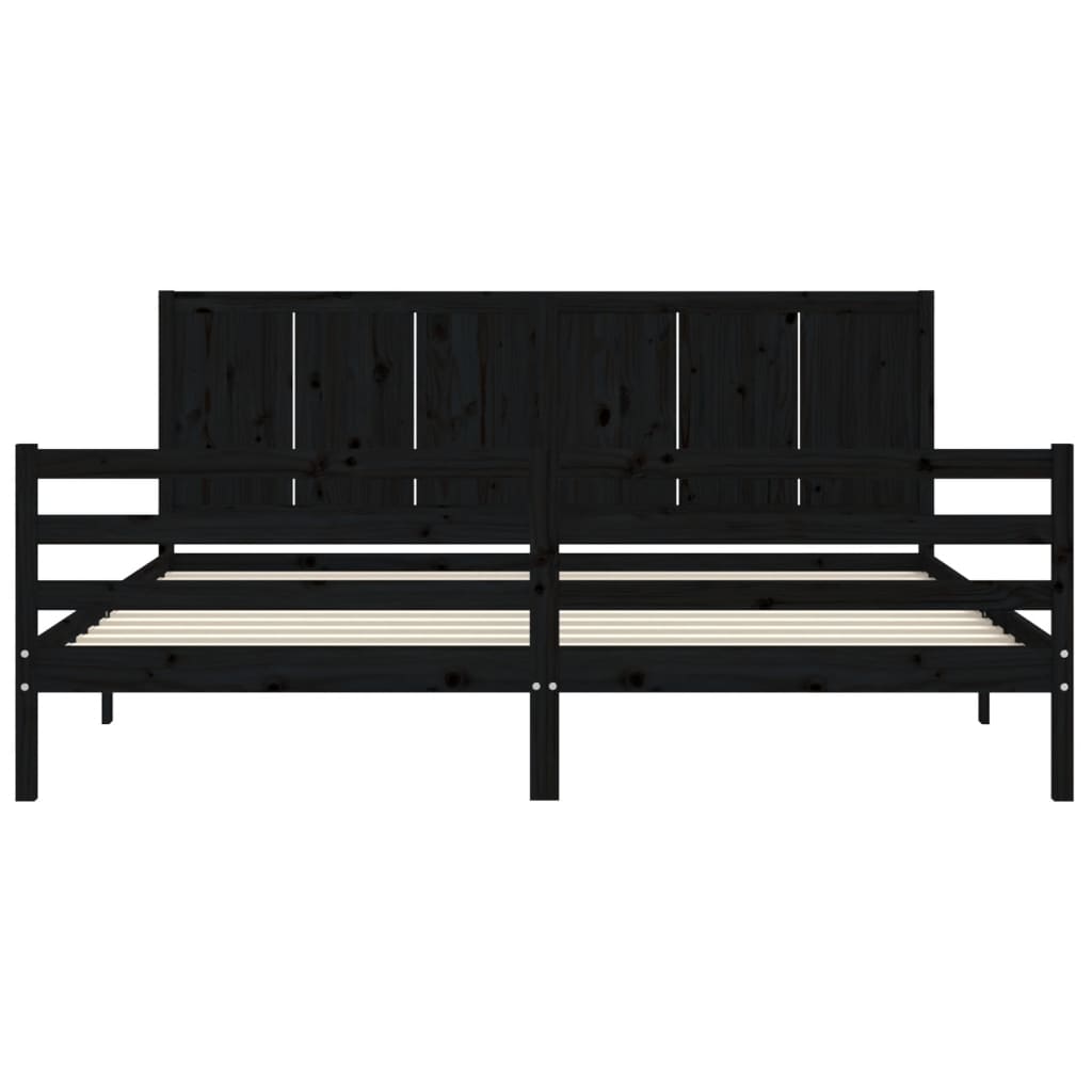 Bed Frame without Mattress Black 183x203 cm King Solid Wood