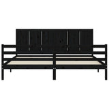 Bed Frame without Mattress Black 183x203 cm King Solid Wood - Close-Up Angle