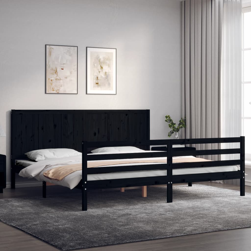 Bed Frame without Mattress Black 183x203 cm King Solid Wood