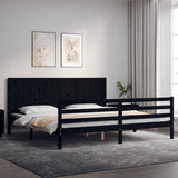 Bed Frame without Mattress Black 183x203 cm King Solid Wood