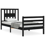 Bed Frame without Mattress Black 90x190 cm Solid Wood