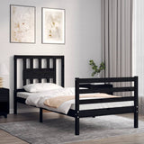 Bed Frame without Mattress Black 90x190 cm Solid Wood