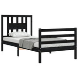 Bed Frame without Mattress Black 90x190 cm Solid Wood