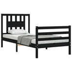 Bed Frame without Mattress Black 90x190 cm Solid Wood