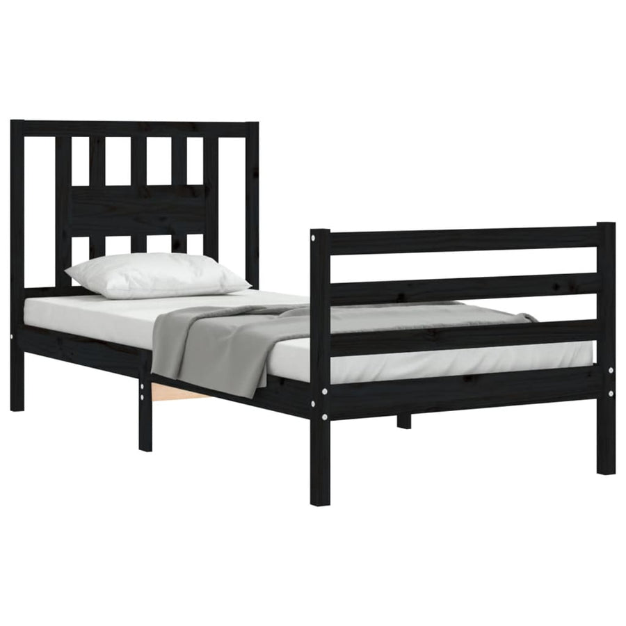 Bed Frame without Mattress Black 90x190 cm Solid Wood
