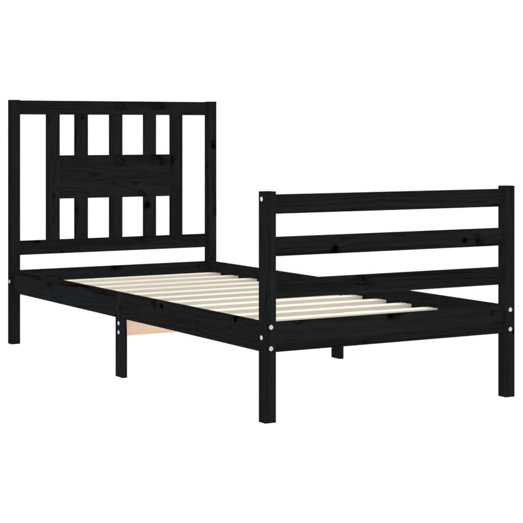 Bed Frame without Mattress Black 90x190 cm Solid Wood