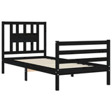 Bed Frame without Mattress Black 90x190 cm Solid Wood