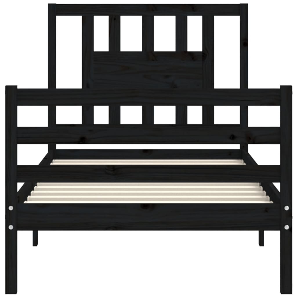 Bed Frame without Mattress Black 90x190 cm Solid Wood