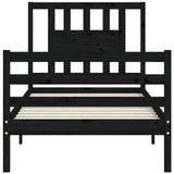 Bed Frame without Mattress Black 90x190 cm Solid Wood - Rear View