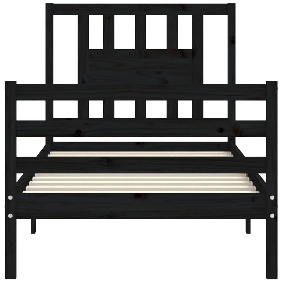 Bed Frame without Mattress Black 90x190 cm Solid Wood