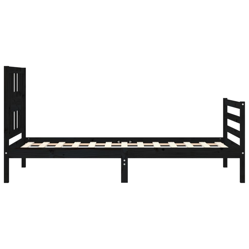 Bed Frame without Mattress Black 90x190 cm Solid Wood