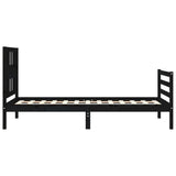 Bed Frame without Mattress Black 90x190 cm Solid Wood - Close-Up Angle