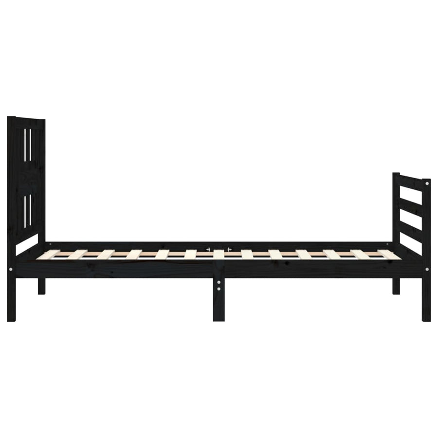 Bed Frame without Mattress Black 90x190 cm Solid Wood