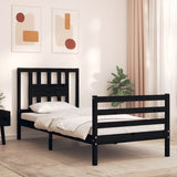 Bed Frame without Mattress Black 90x190 cm Solid Wood