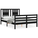 Bed Frame without Mattress Black 135x190 cm Solid Wood