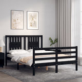 Bed Frame without Mattress Black 135x190 cm Solid Wood