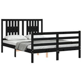 Bed Frame without Mattress Black 135x190 cm Solid Wood