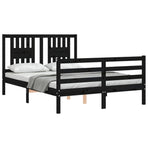 Bed Frame without Mattress Black 135x190 cm Solid Wood