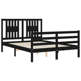 Bed Frame without Mattress Black 135x190 cm Solid Wood - 45-Degree Angle