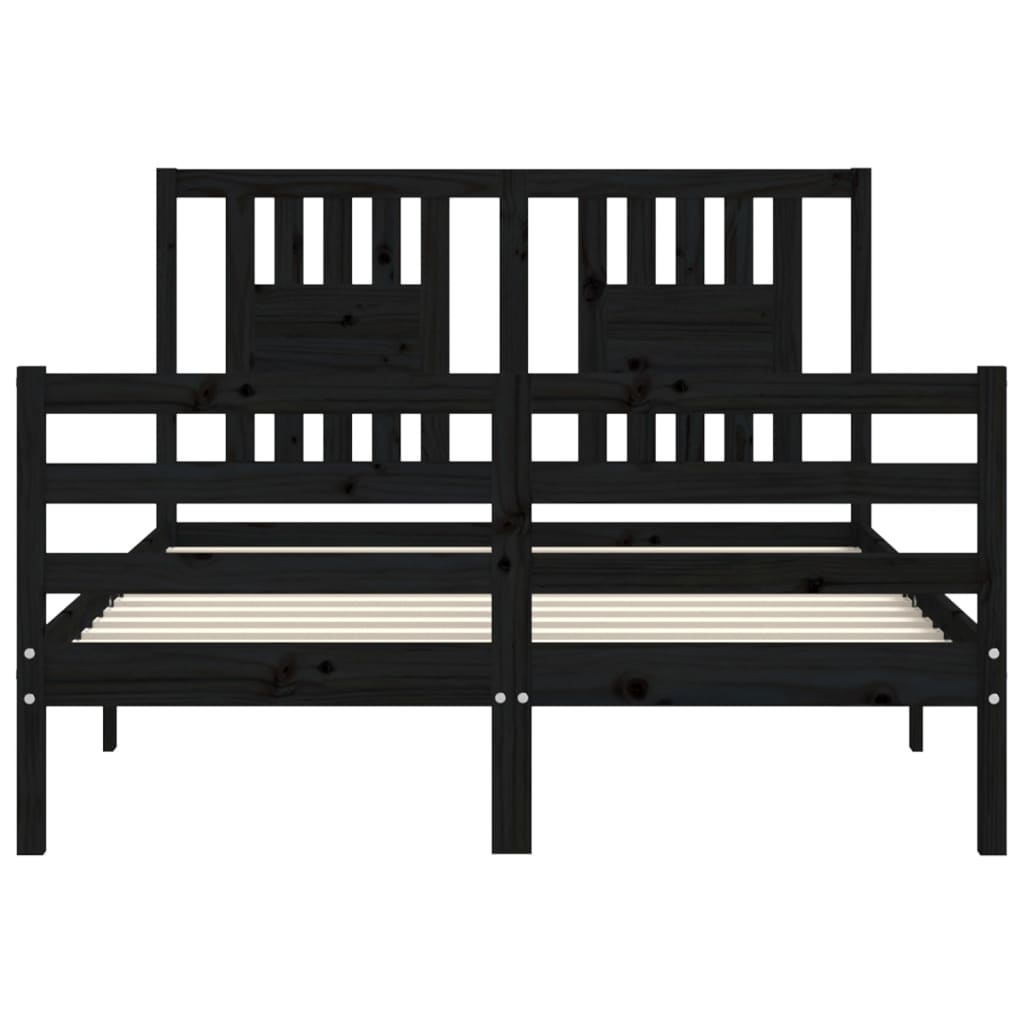 Bed Frame without Mattress Black 135x190 cm Solid Wood