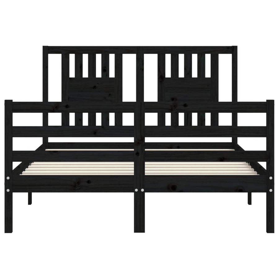 Bed Frame without Mattress Black 135x190 cm Solid Wood