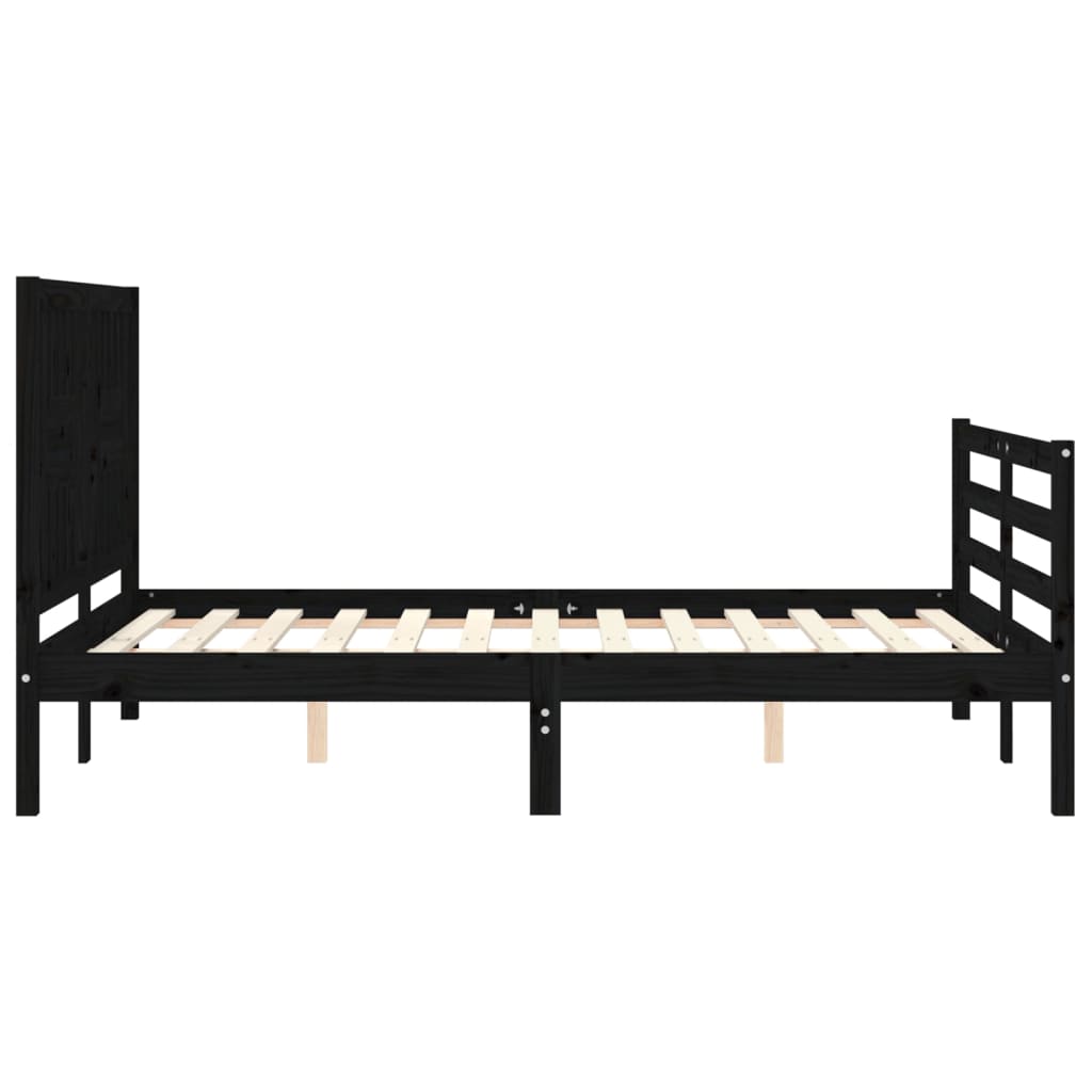 Bed Frame without Mattress Black 135x190 cm Solid Wood