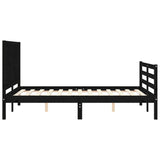 Bed Frame without Mattress Black 135x190 cm Solid Wood - Close-Up Angle