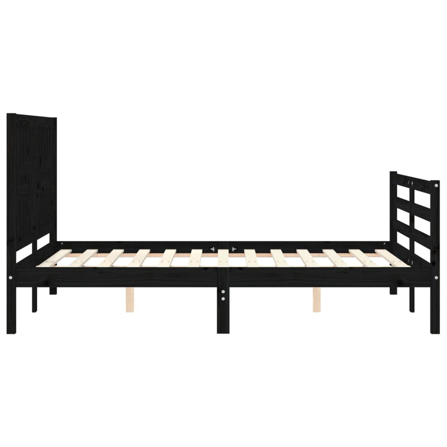 Bed Frame without Mattress Black 135x190 cm Solid Wood