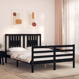Bed Frame without Mattress Black 135x190 cm Solid Wood