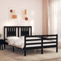 Bed Frame without Mattress Black 135x190 cm Solid Wood