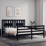 Bed Frame without Mattress Black 150x200 cm Solid Wood