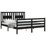 Bed Frame without Mattress Black 150x200 cm Solid Wood