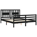Bed Frame without Mattress Black 150x200 cm Solid Wood