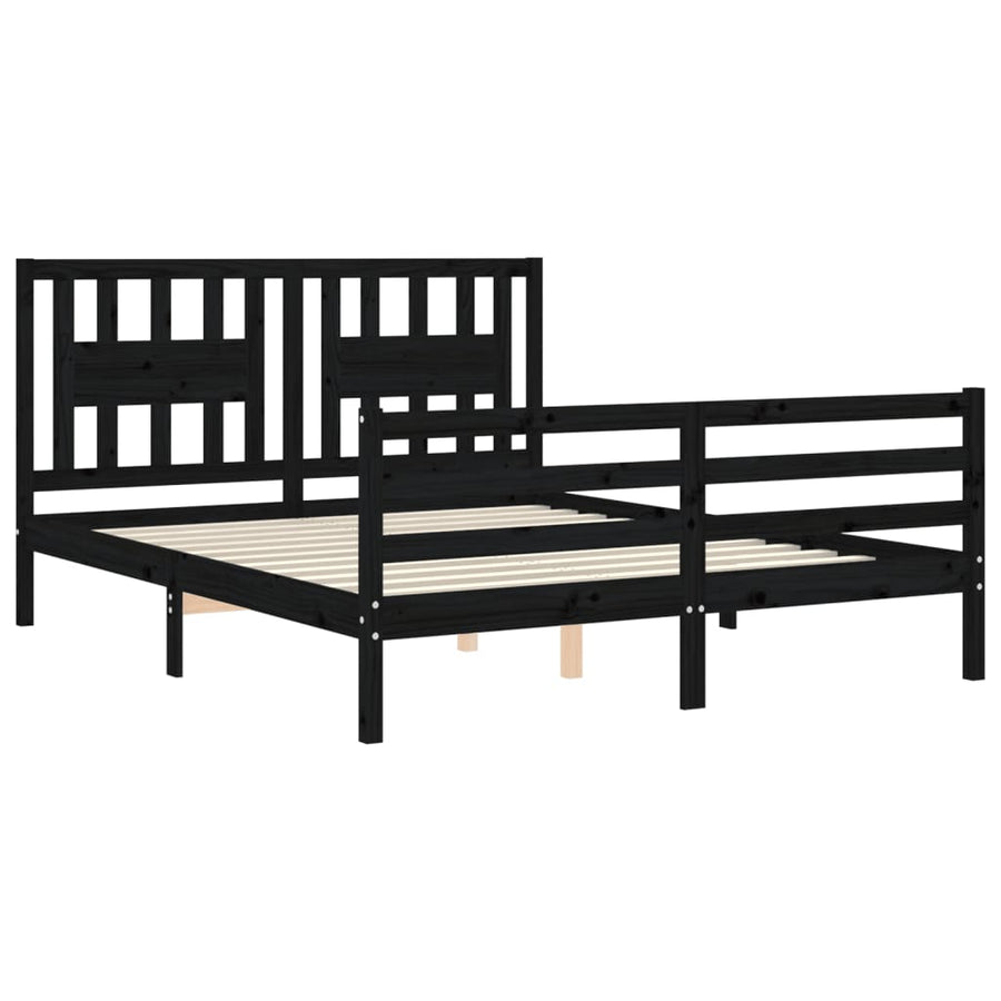Bed Frame without Mattress Black 150x200 cm Solid Wood